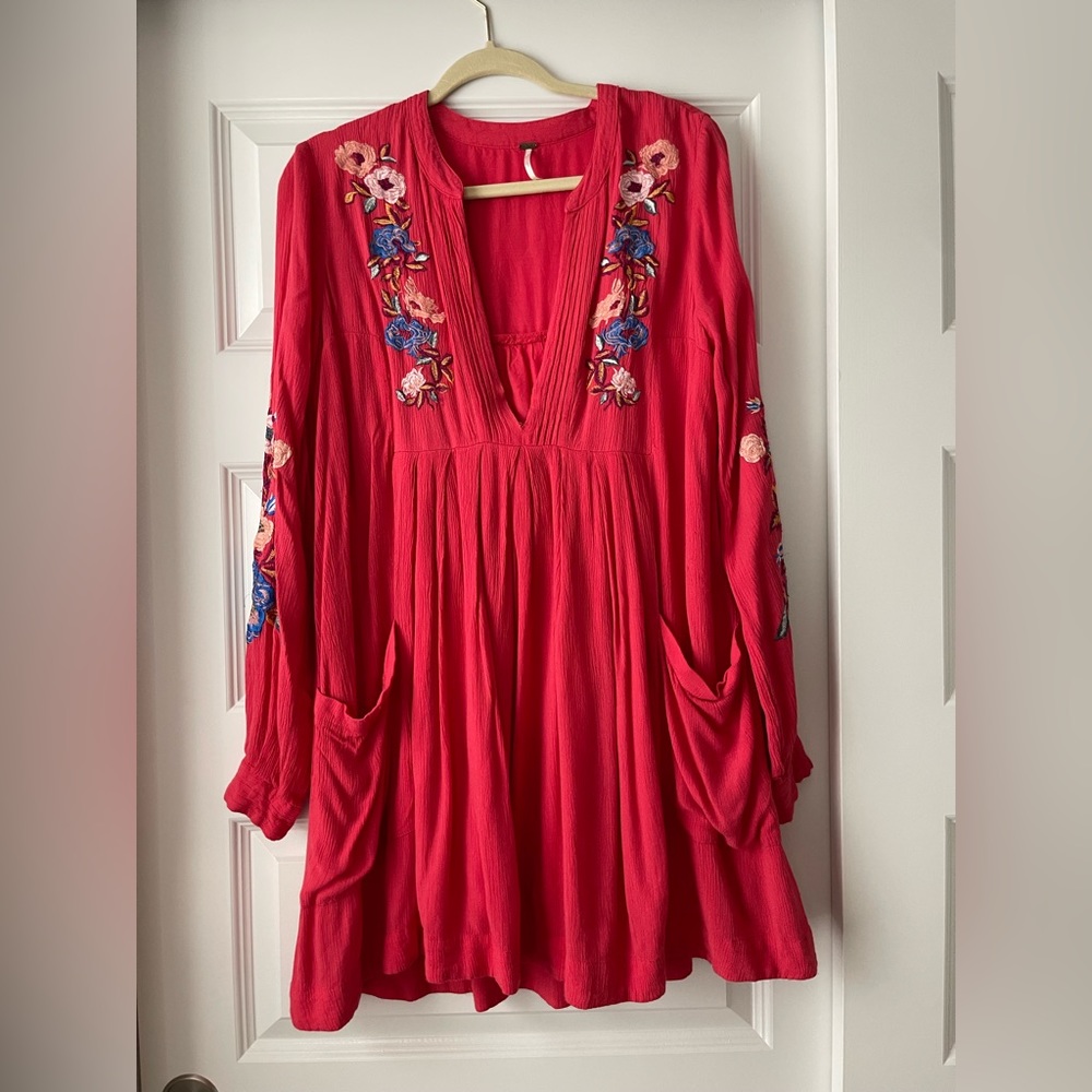 Hot Pink Free People Floral Top